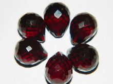 Garnet Color Quartz Faceted Teardrops Beads