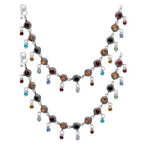 Festive Collection Multi Color Glass Stone Anklets