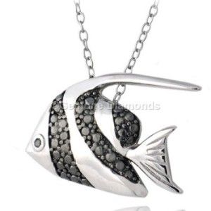 Carat Black Diamonds Fish Pendant