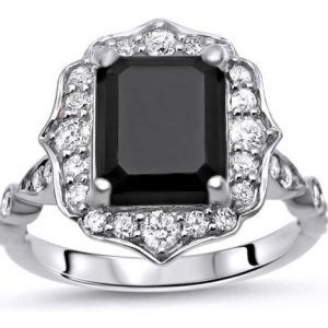 Floral Black Emerald Ring