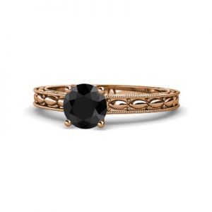 Gold Solitaire Black Diamond Ring