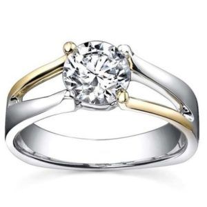 Gold Two Tone Solitaire Ring