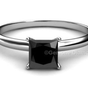 Princess Cut Engagement Ring With Black Diamond