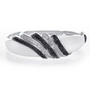 Round Black Diamond Bangle Bracelet