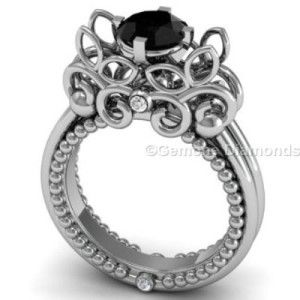 Unique Black Diamond Engagement Ring