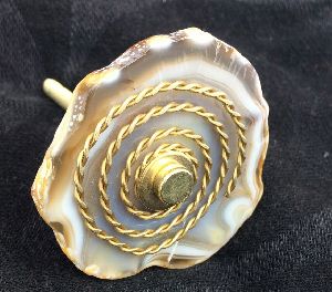 Metal with Natural Agate Stone Knob