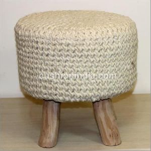 Woolen Weaved Single Wooden Seater