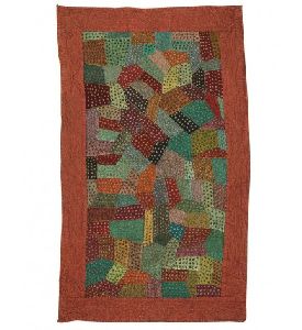 ATCH WORK MAROON COTTON WALL HANGING