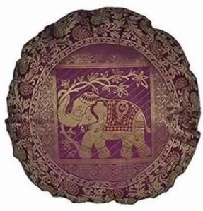 ELEPHANT ROUND PINK SILK PILLOW THROW