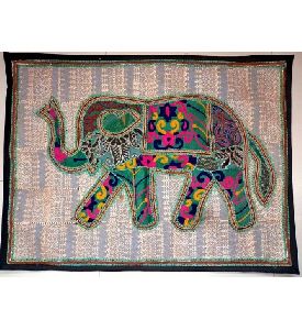 PATCHWORK SEQUIN ELEPHANT WALL HANGING