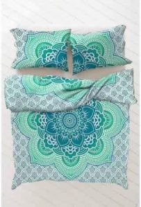 QUEEN SIZE GREEN LOTUS MANDALA DUVET COVER QUILT
