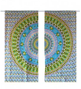 ROUND CHARKHA WALL HANGING TAPESTRY COTTON DOOR CURTAIN