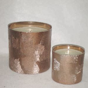 micro hammered rose gold metal paraffin wax candle jar