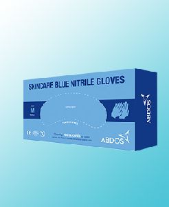 ABDOS BRAND - DERMA GUARD BLUE NITRILE GLOVES - 9.5 INCHES LENGTH