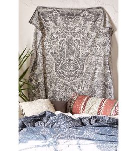 HAMSA HAND THROW HIPPIE WALL HANGING URBAN SKETCHED HAND TAPESTRY
