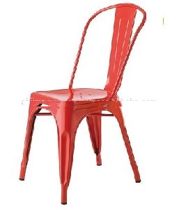 red metal chair