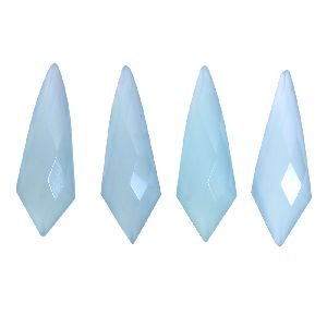 Aqua chalcedony fancy rose cut flat back gemstone