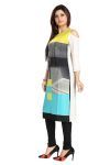 Drama Drag Digital Printed Cold Shoulder Straight Tunic For Women