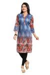 Exclusively Elite Cotton Long Blue Tunic With Digital Print