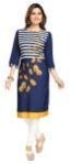 Modern Love Navy Blue Poly Crepe Creative Print Kurta