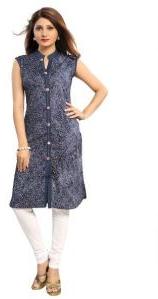 Serene Stretchable Denim Lycra Shirt Style Tunic