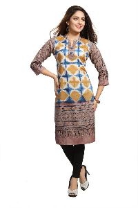 Vivid Varicolored Modal Cotton Simple Printed Tunic For Everyday Wear