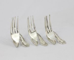 Metal Designer Fork Card holder silver plated
