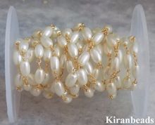 Rice Glass Pearl Gemstone Rosary Beaded Chain