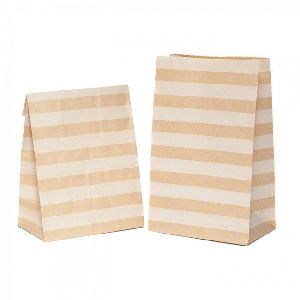 Striped Brown Kraft Paper Bags