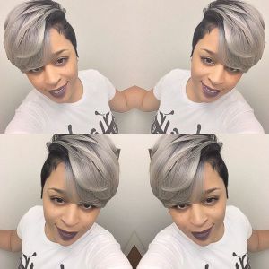 Black & Gray Short Hair Wig