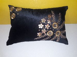 Velvet Color Hand Work Fancy Cushion Cover