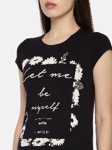 Ladies Printed Round Neck T- Shirt