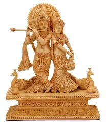wooden radha krishna statue