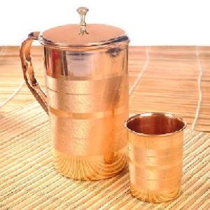 High Quality Polished Copper Jug With One Glass Set