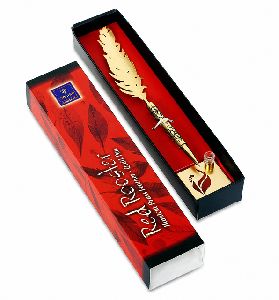 Red Rooster Feather Pen