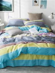 Contrast Striped Print Bed Sheets