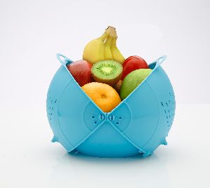 Pink And Blue Plastic 2 In 1 Smart Basket With Rice Washer