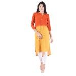 Desi Beats Women Solid Designer Tie Die Orange Yellow Kurta