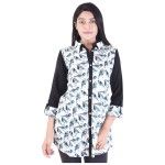 Roll Up Sleeve Bird Print Shirt Tunic