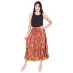 Women Full Length Printed Crinkle Elastic Skirt