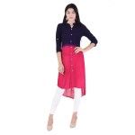 Women Solid Designer Tie Die Blue Fuschia Kurta