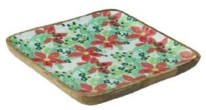 Flower Printed Square Serving Platter