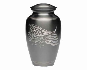 Hand Graved American Flag & Eagle Patriotic Cremation Urn