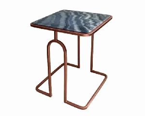 Metal Side Table With Granite Marble Top