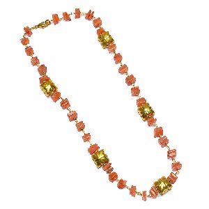 Carnelian Chips Wire Wrap Necklace