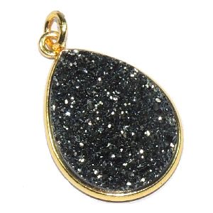 Titanium Black Druzy Pear Shape