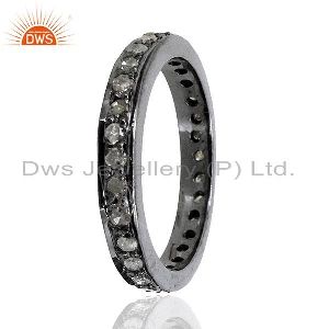 925 Sterling Silver Rondelle Spacer Pave Diamond Vintage Finding Jewelry