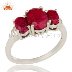 925 Sterling Silver Ruby Natural Corundum Gemstone Prong Set Ring
