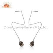 Black Rutile Gemstone Fine Sterling Silver Chain Earrings