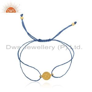 Blue Color Dori 18k Gold Plated Silver OM Engraving Bracelet Jewelry